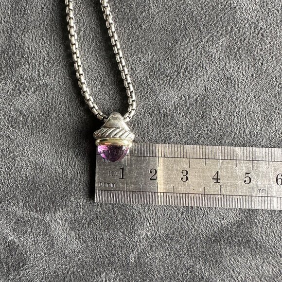 David Yurman 14K Gold & Sterling Silver Acorn w/ Amethyst Necklace - 16" - RARE - Picture 12 of 14